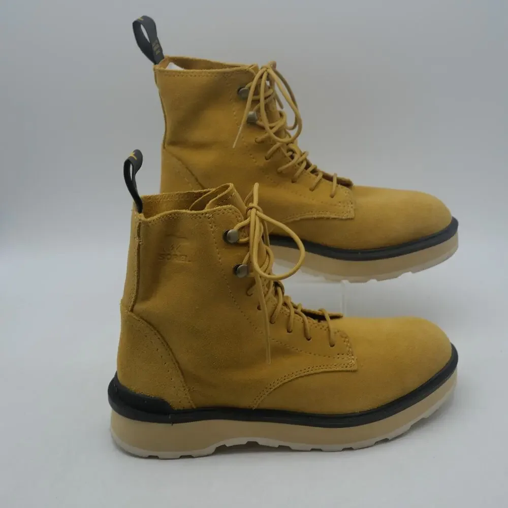 NEW Sorel Women's 6.5  Hi Line Lace  Boots Shoes Brown Geo Yellow Tried On